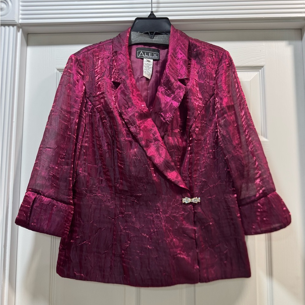 Alex Evenings Pink Blazer Wrap-Style Front